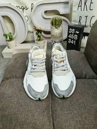Adidas Tênis Brancos Amarelos Solado Médio Listra Três Painel Lateral Chunky Sneakers 20