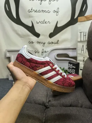 Adidas x Gucci Samba GG Monogram حذاء لايف ستايل أحمر 5