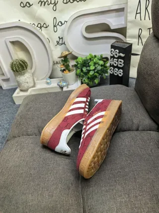 Adidas x Gucci Samba GG Monogram حذاء لايف ستايل أحمر 6