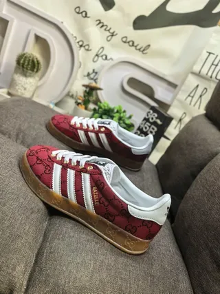 Adidas x Gucci Samba GG Monogram حذاء لايف ستايل أحمر 7