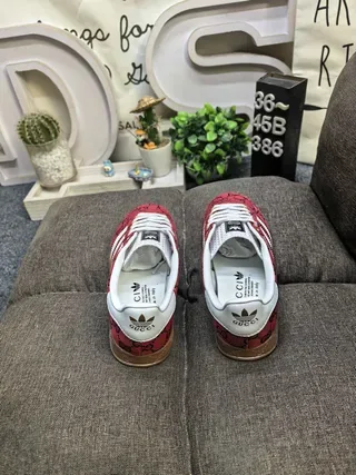 Adidas x Gucci Samba GG Monogram حذاء لايف ستايل أحمر 8