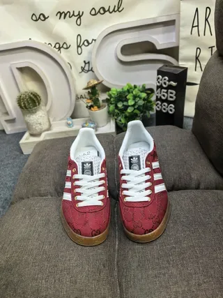 Adidas x Gucci Samba GG Monogram حذاء لايف ستايل أحمر 10