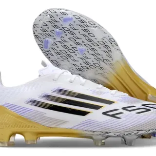 Adidas X White Gold حذاء كرة قدم منخفض القطع مربوط بالرباط لوحة جانبية ثلاث شرائط أرضية صلبة