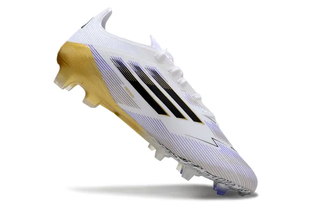 Adidas X White Gold लो-कट लेस-अप तीन पट्टियाँ साइड पैनल फर्म-ग्राउंड फुटबॉल जूते 2