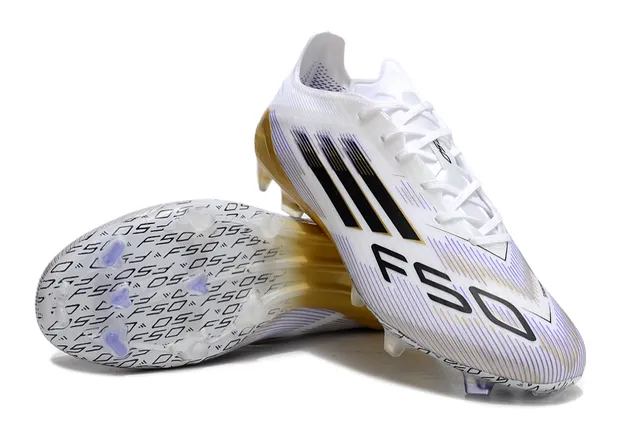 Adidas X White Gold लो-कट लेस-अप तीन पट्टियाँ साइड पैनल फर्म-ग्राउंड फुटबॉल जूते 4