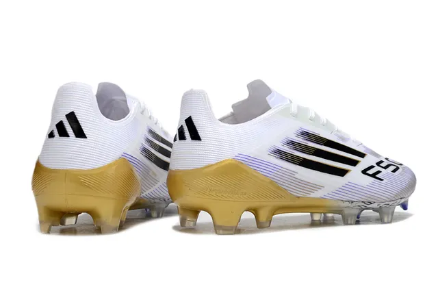 Adidas X White Gold लो-कट लेस-अप तीन पट्टियाँ साइड पैनल फर्म-ग्राउंड फुटबॉल जूते 5