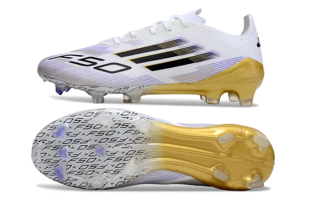 Adidas X White Gold लो-कट लेस-अप तीन पट्टियाँ साइड पैनल फर्म-ग्राउंड फुटबॉल जूते 6