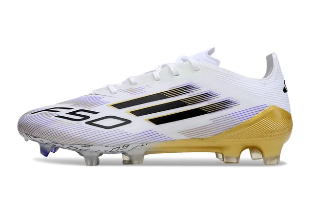 Adidas X White Gold लो-कट लेस-अप तीन पट्टियाँ साइड पैनल फर्म-ग्राउंड फुटबॉल जूते 7