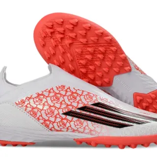 Adidas X White Orange Laceless Sock-Fit Upper Rose Print Overlay Turf Soccer Shoes