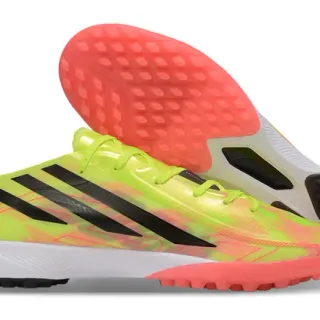 Adidas X Sapatos de futebol com upper sintético amarelo rosa gradiente neón studs moldados para turf