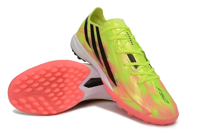 Adidas X হলুদ গোলাপি নিওন গ্রেডিয়েন্ট সিন্থেটিক আপার মোল্ডেড স্টাডস টার্ফ ফুটবল জুতা 4
