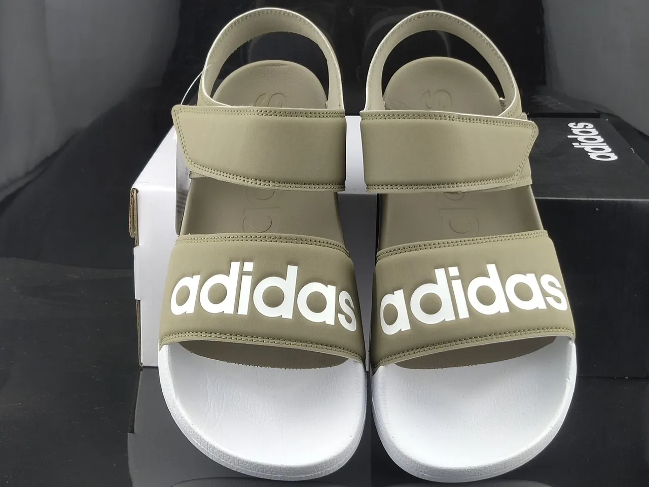 Adidas Yeezy Slide 军绿白休闲凉鞋 3