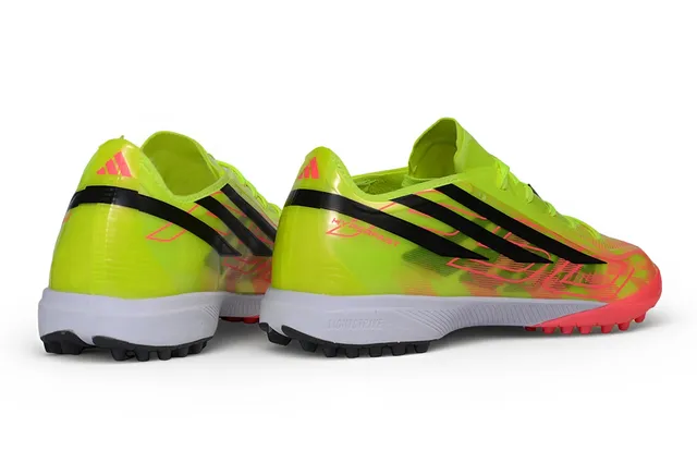 Adidas Amarillo Rosa Bajo Corte Upper Sintético Bloqueo de Color Neón Zapatos de Fútbol Turf 5