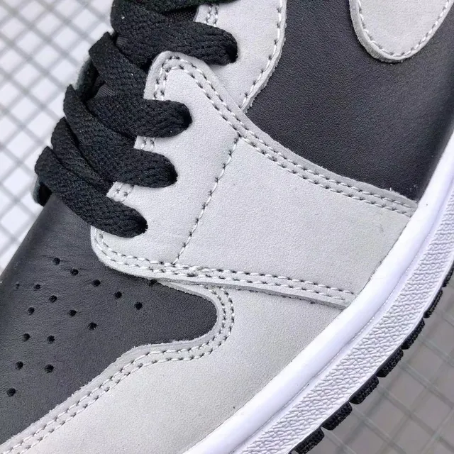 Air Jordan 1 Gris Negro High-Top Ante y Cuero Con Paneles Zapatos de Baloncesto 4