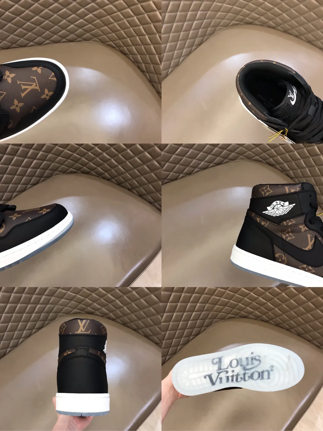 Zapatillas de baloncesto Air Jordan 1 High con estampado Monogram negro y marrón 3