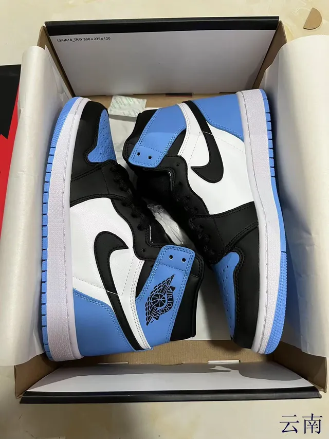 Air Jordan 1 High Top Blanc Noir University Blue Chaussures de basketball 8