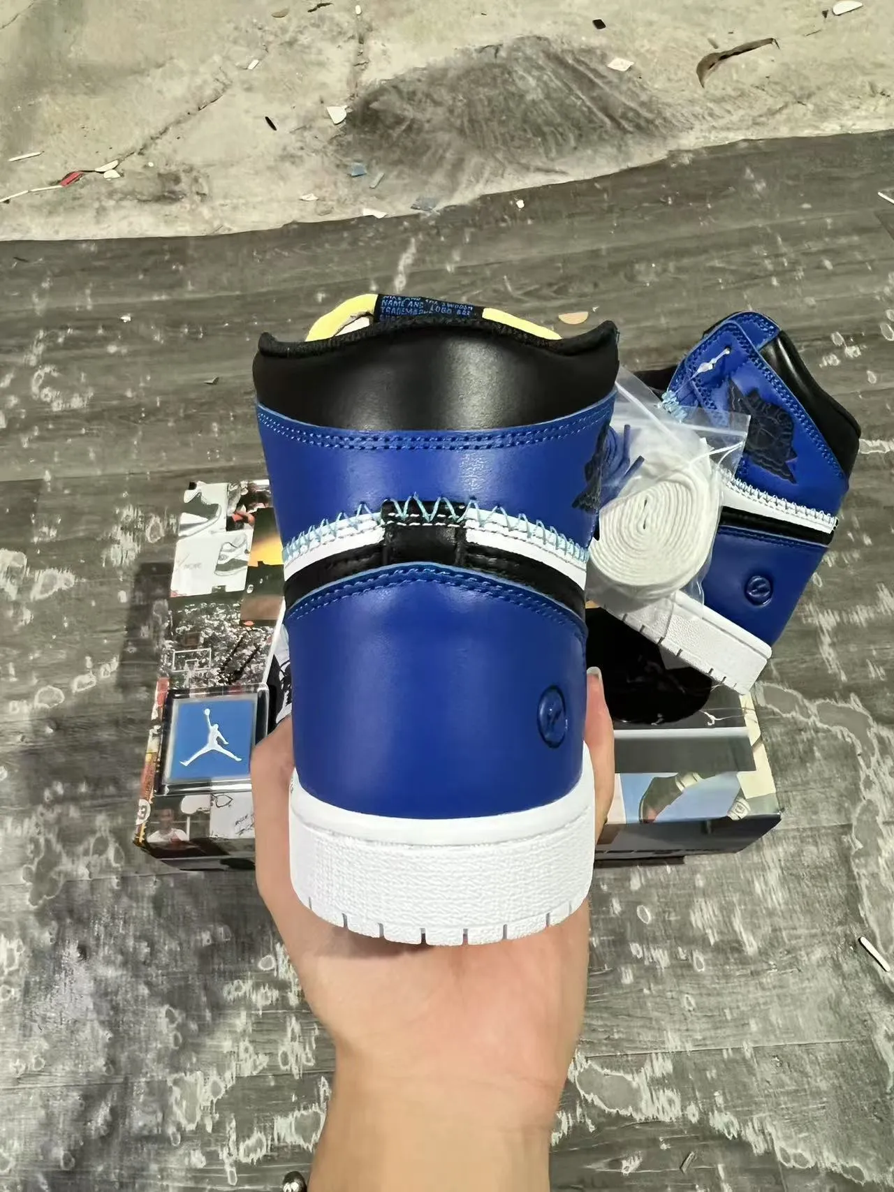 Air Jordan 1 High Union Los Angeles 皇家蓝黑白篮球鞋 8