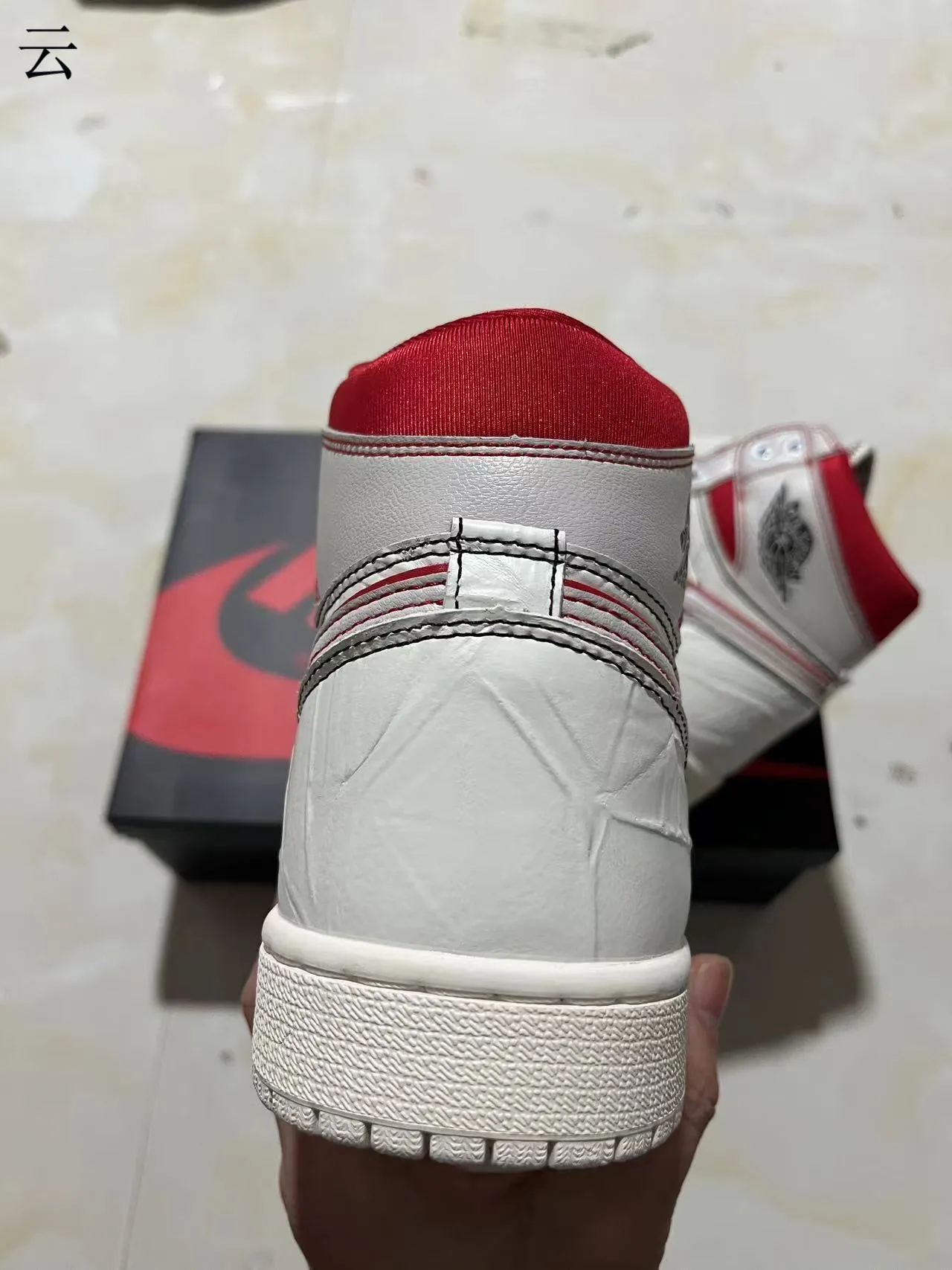 Air Jordan 1 High أحذية كرة السلة جلد مقرمش أبيض أحمر 8