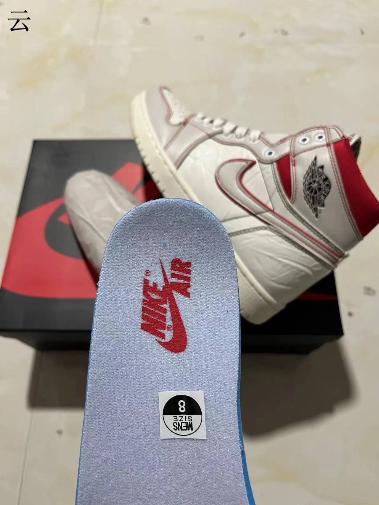 Air Jordan 1 High أحذية كرة السلة جلد مقرمش أبيض أحمر 9