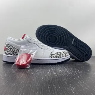 Air Jordan 1 Low Elephant सफ़ेद काला लाल लाइफ़स्टाइल स्नीकर्स