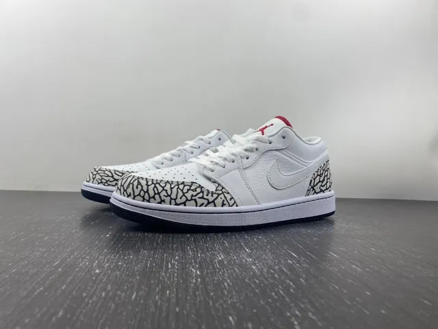 Tênis lifestyle Air Jordan 1 Low Elephant branco preto vermelho 2