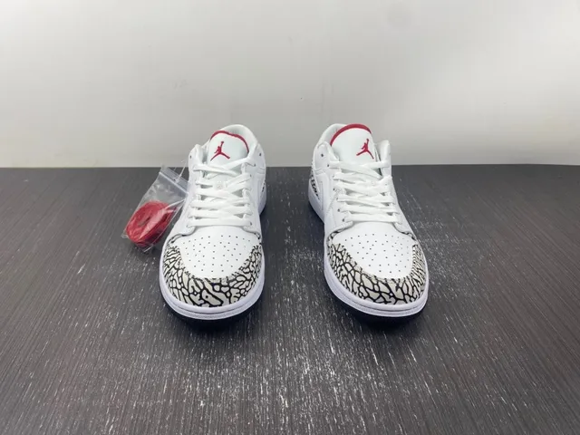 Tênis lifestyle Air Jordan 1 Low Elephant branco preto vermelho 3