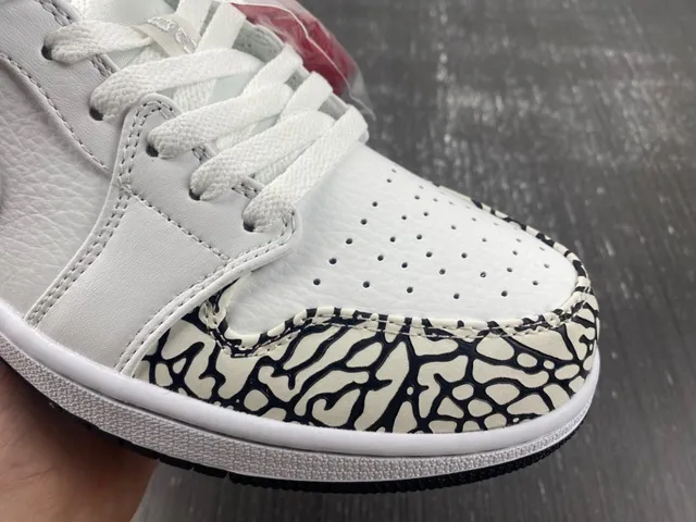 Tênis lifestyle Air Jordan 1 Low Elephant branco preto vermelho 10