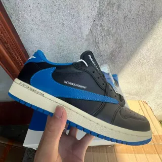 Air Jordan 1 Low Fragment Design Cactus Jack tênis lifestyle preto azul