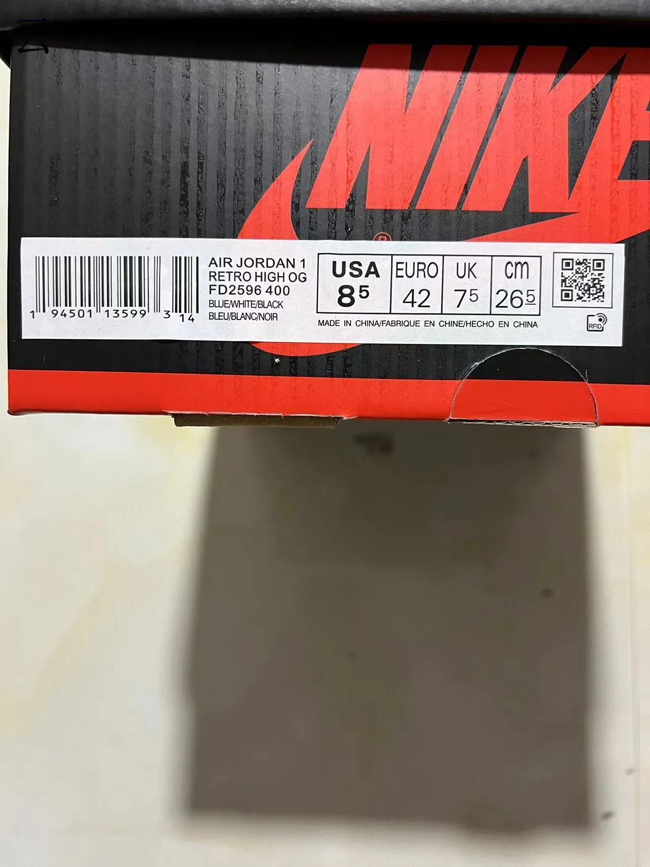 Zapatillas de baloncesto Air Jordan 1 de caña alta en cuero y revestimiento sintético blanco y azul 10