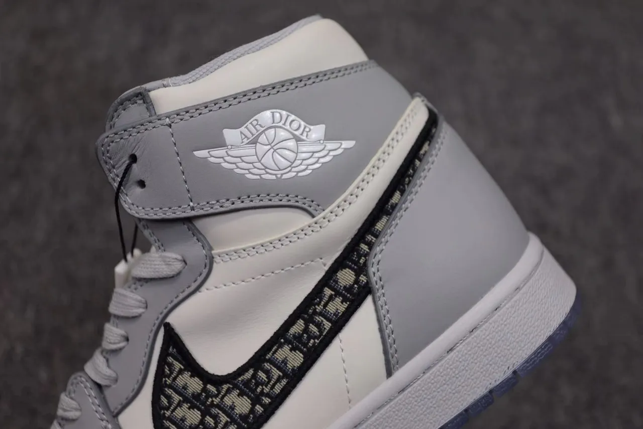 Air Jordan 1 x Dior सफेद ग्रे काला पारभासी सोल बास्केटबॉल जूते 8