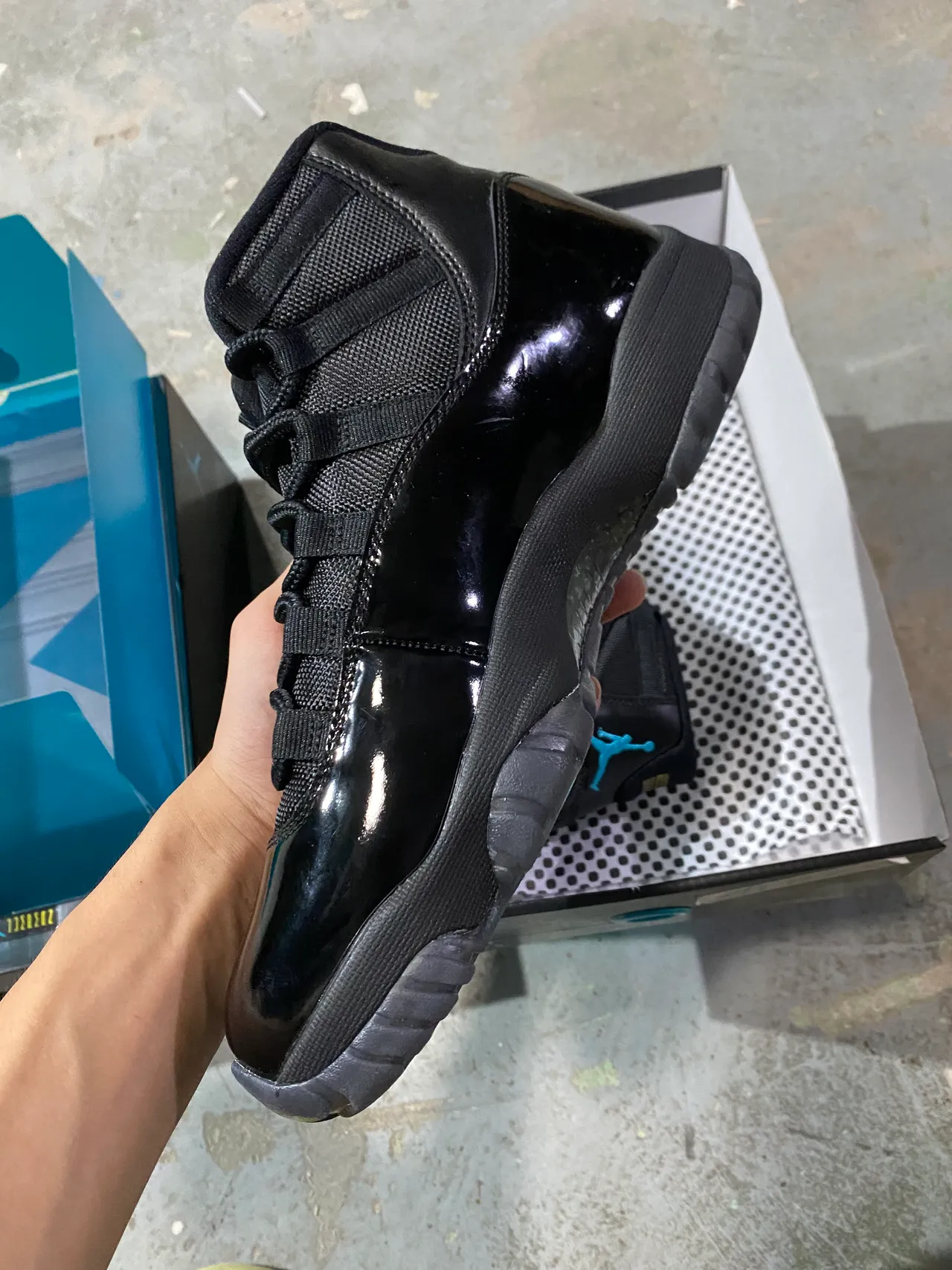 Zapatillas de baloncesto Air Jordan 11 negro turquesa Jumpman 3