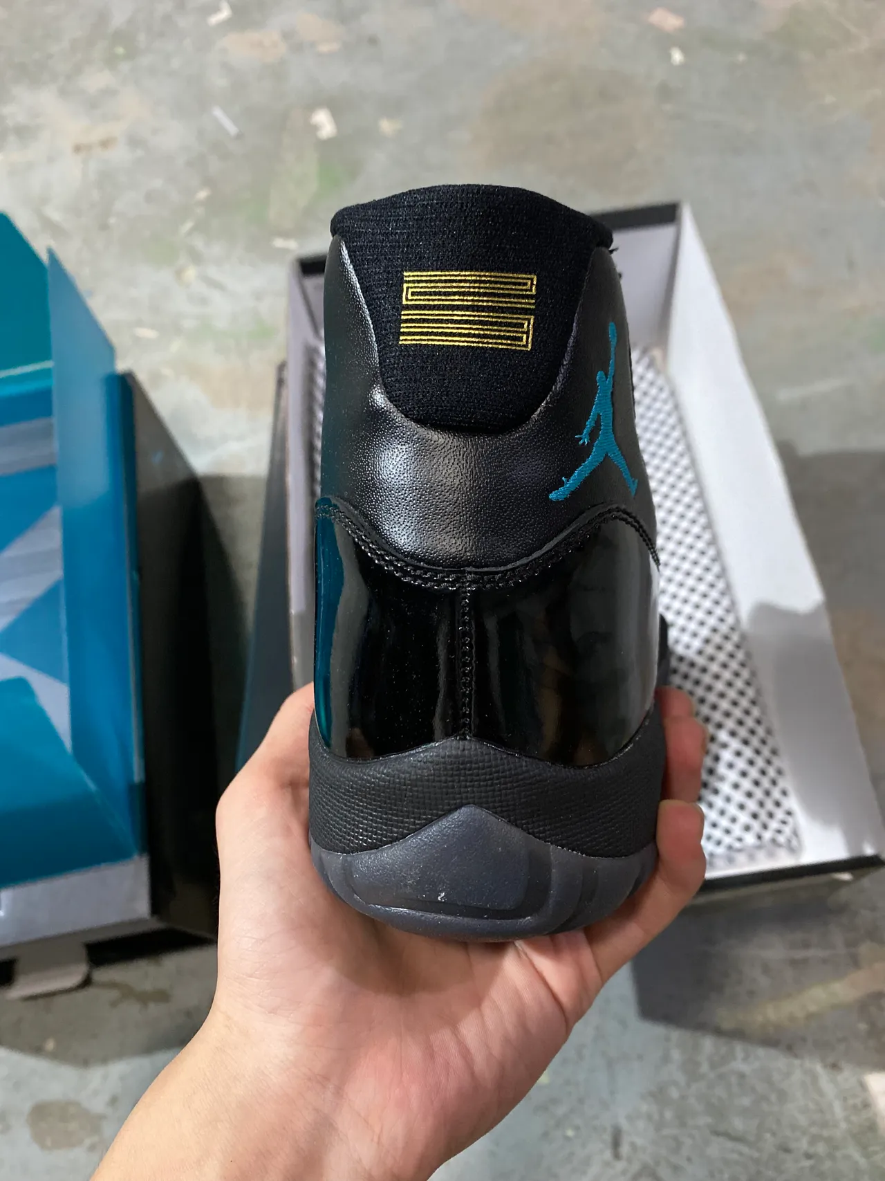 Zapatillas de baloncesto Air Jordan 11 negro turquesa Jumpman 5