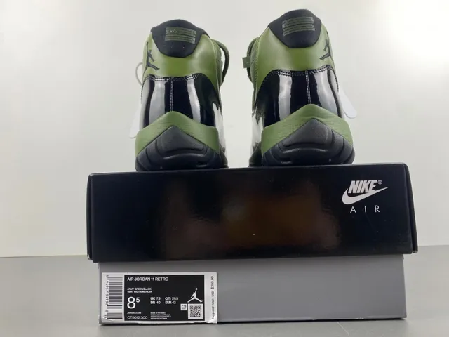 Air Jordan 11 أخضر زيتوني جلد لامع أحذية كرة السلة 18