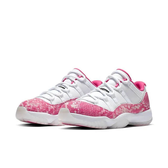 Tênis de basquete Air Jordan 11 pele de cobra branco e rosa 3