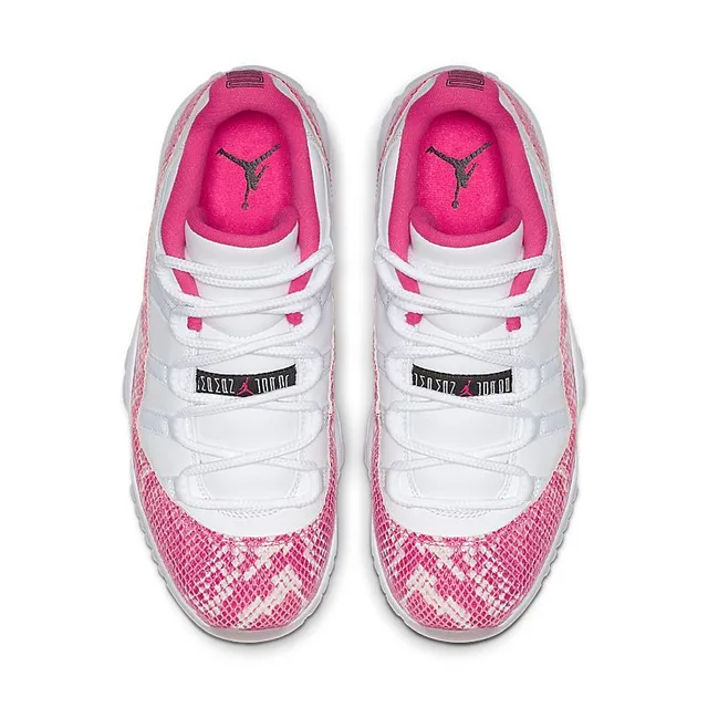Tênis de basquete Air Jordan 11 pele de cobra branco e rosa 4