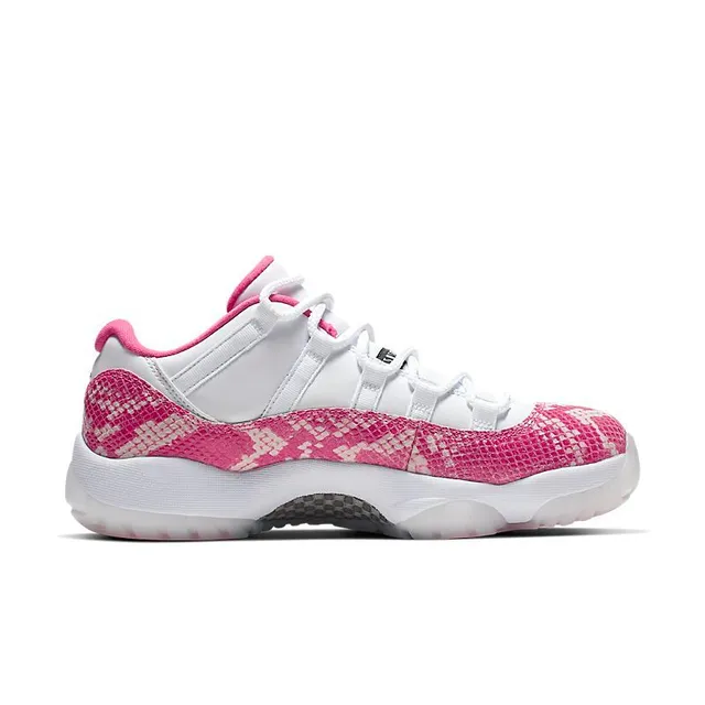 Tênis de basquete Air Jordan 11 pele de cobra branco e rosa 5