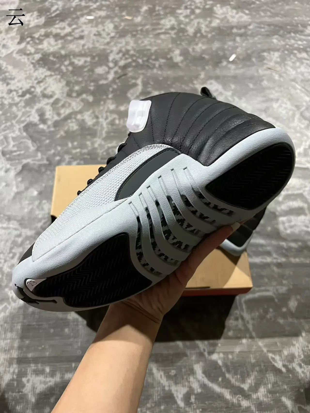 Air Jordan 12 Black and Gray Quilted Leather Basketball Shoes 6