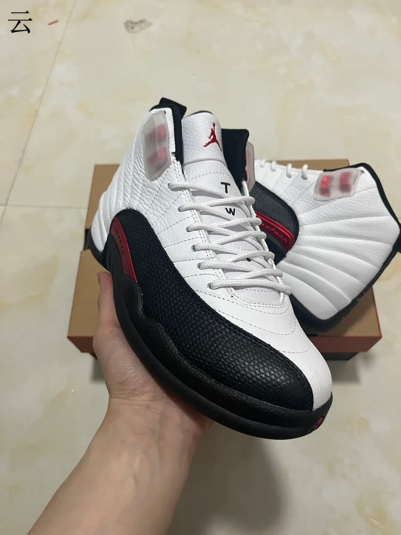 Air Jordan 12 White Black Red Basketball Shoes 2