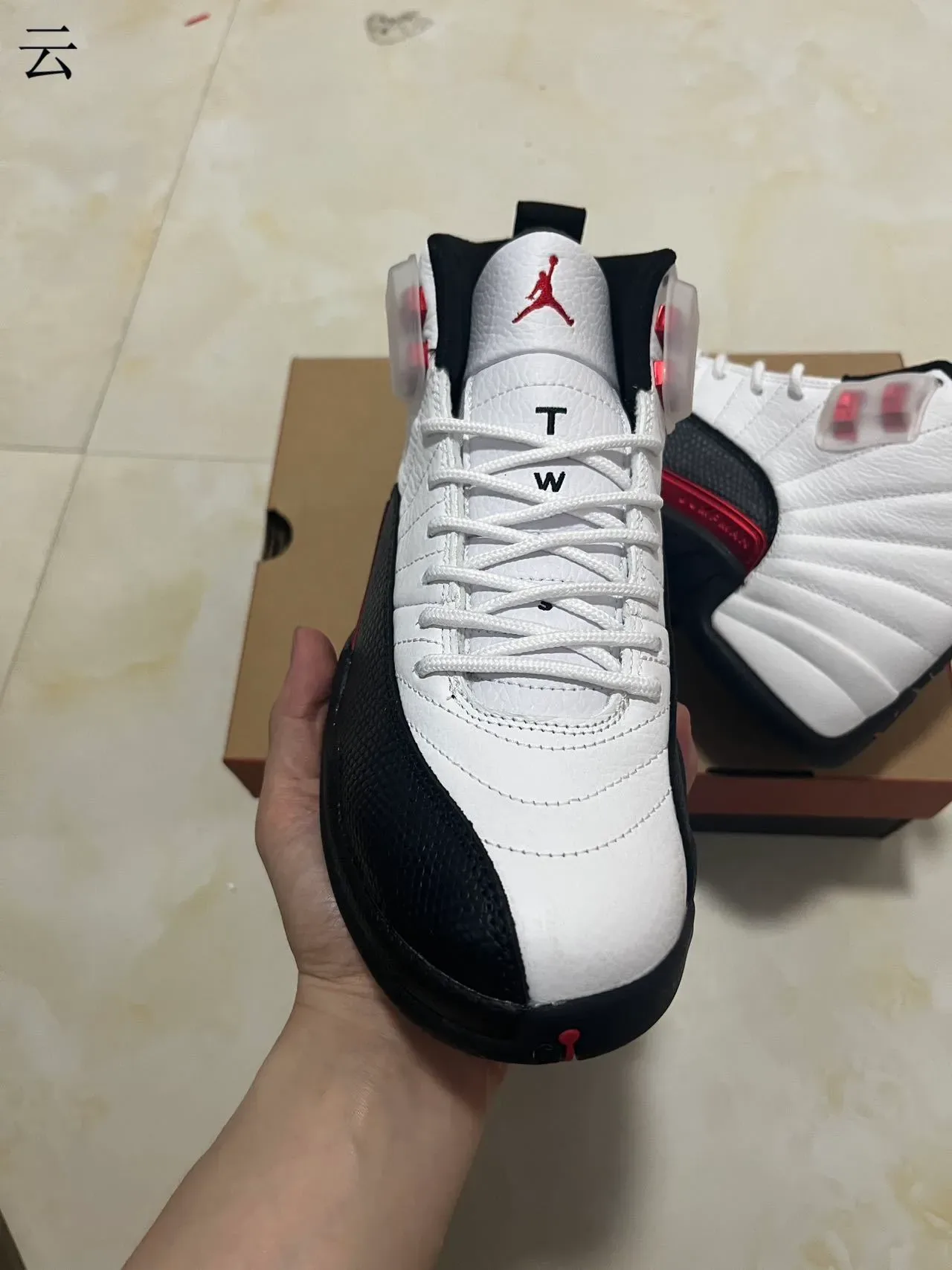 Air Jordan 12 White Black Red Basketball Shoes 3