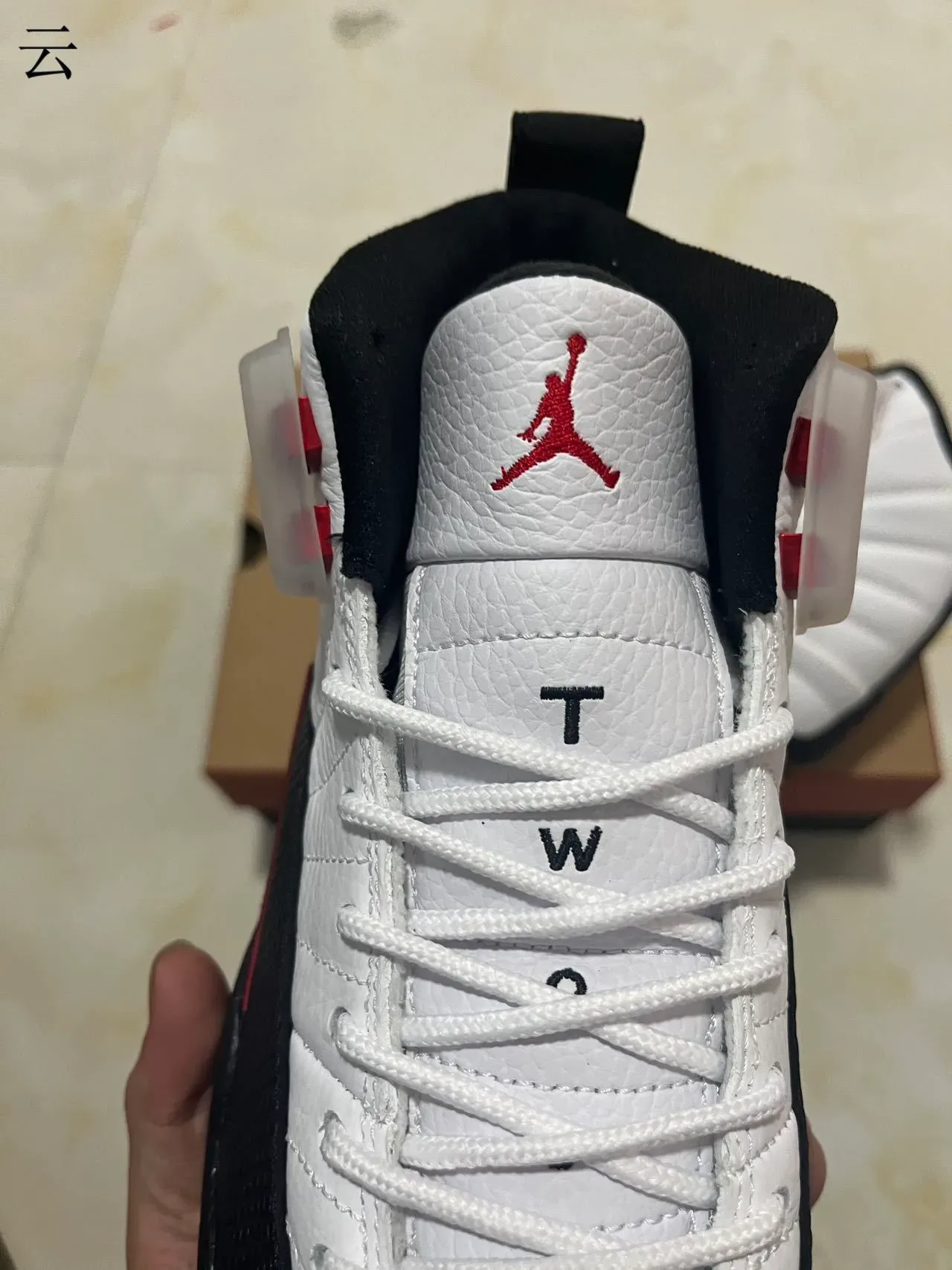 Air Jordan 12 White Black Red Basketball Shoes 4