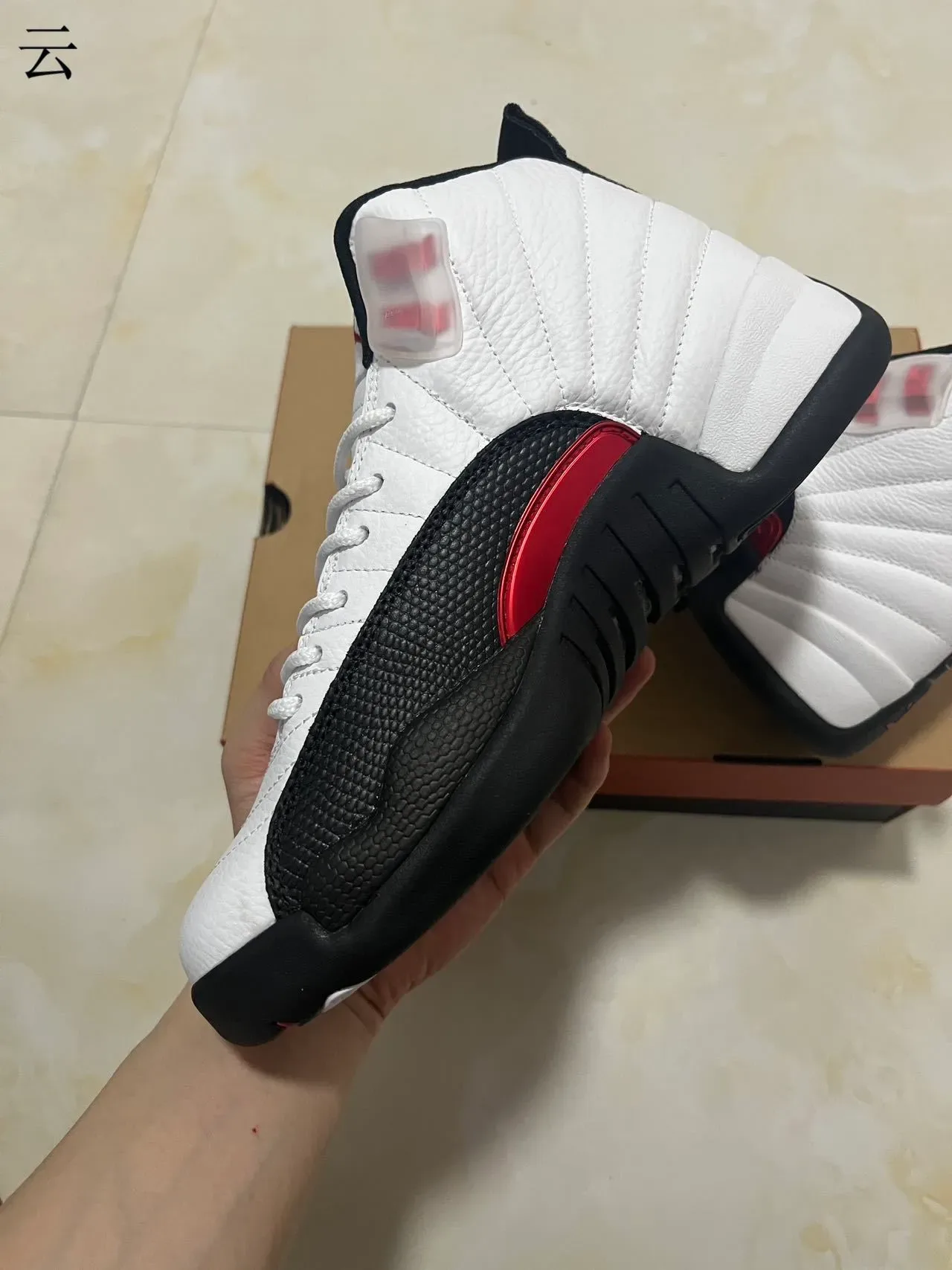 Air Jordan 12 White Black Red Basketball Shoes 7
