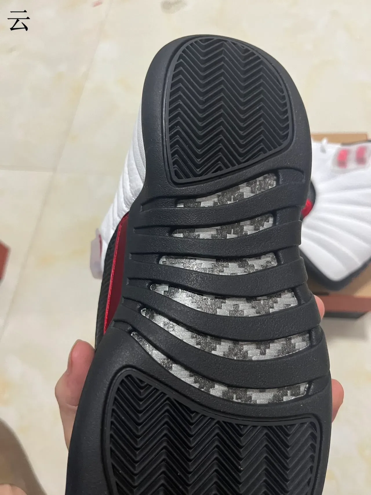 Air Jordan 12 White Black Red Basketball Shoes 9