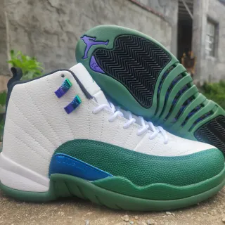 Air Jordan 12 tênis de basquete branco verde azul roxo