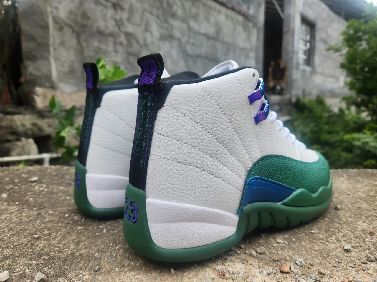 Air Jordan 12 zapatillas de baloncesto blanco verde azul morado 5