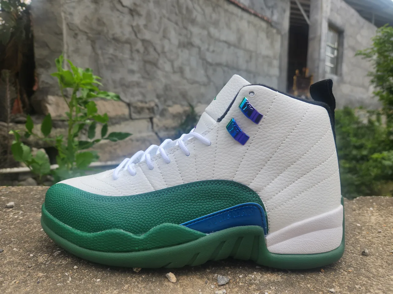 Air Jordan 12 zapatillas de baloncesto blanco verde azul morado 6