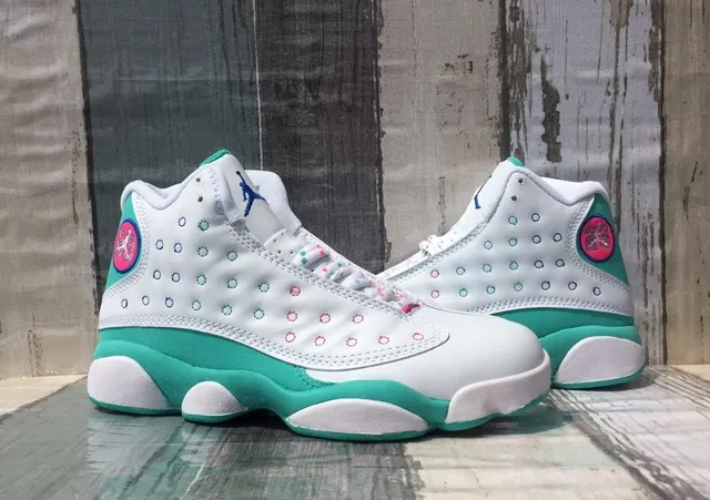 Air Jordan 13 Branco Verde Menta Rosa Tênis de Basquete 2