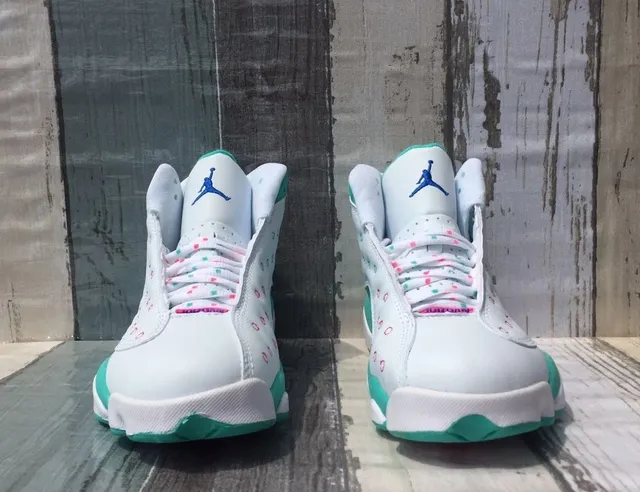 Air Jordan 13 Branco Verde Menta Rosa Tênis de Basquete 5