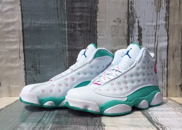 Air Jordan 13 Branco Verde Menta Rosa Tênis de Basquete 6