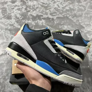 Tênis de basquete Air Jordan 3 preto cimento azul