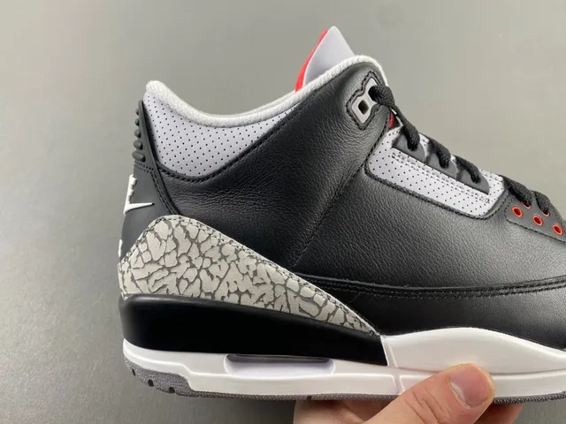 Tênis de basquete Air Jordan 3 Black Cement com estampa de elefante 3